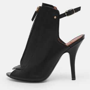 Givenchy Black Leather Zip Ankle Strap Peep Toe Booties Size 36